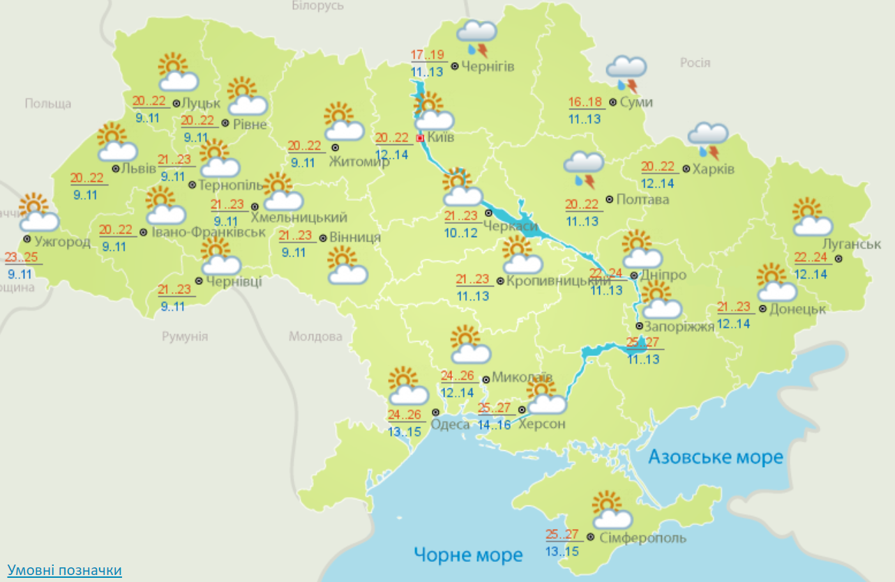 Погода в Україні на сьогодні - 15 липня 2020